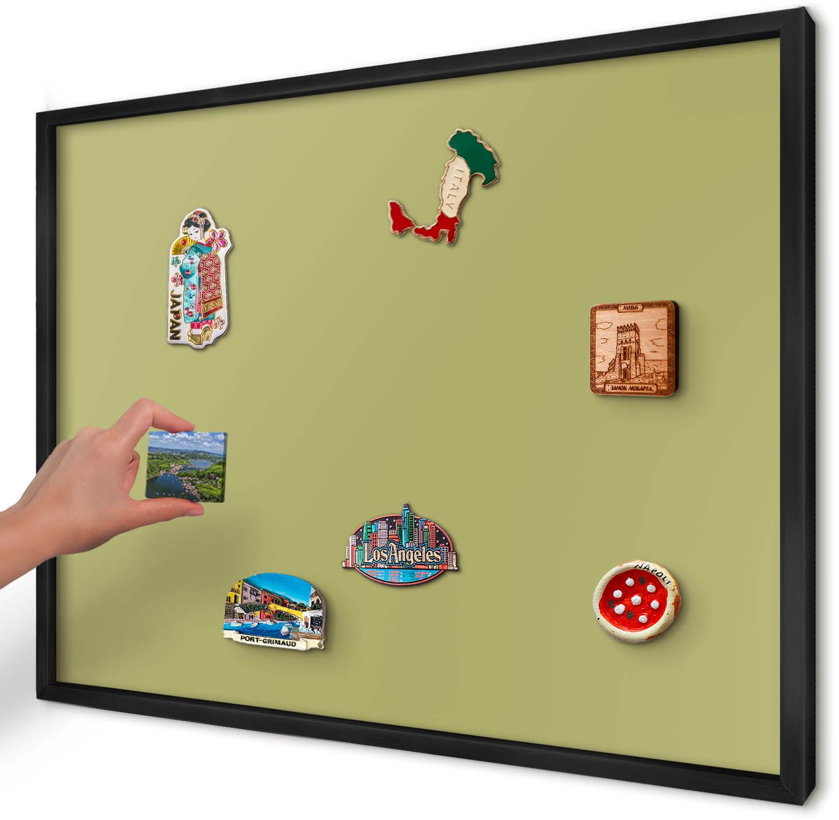 Artprintcave Groente Magneetbord mit Zwart Frame - 70x50 cm - Groene Vintage Magnetisch Bord Voor Magneten - Minimalist Bord Voor Magneten - Achtergronden En Patronen