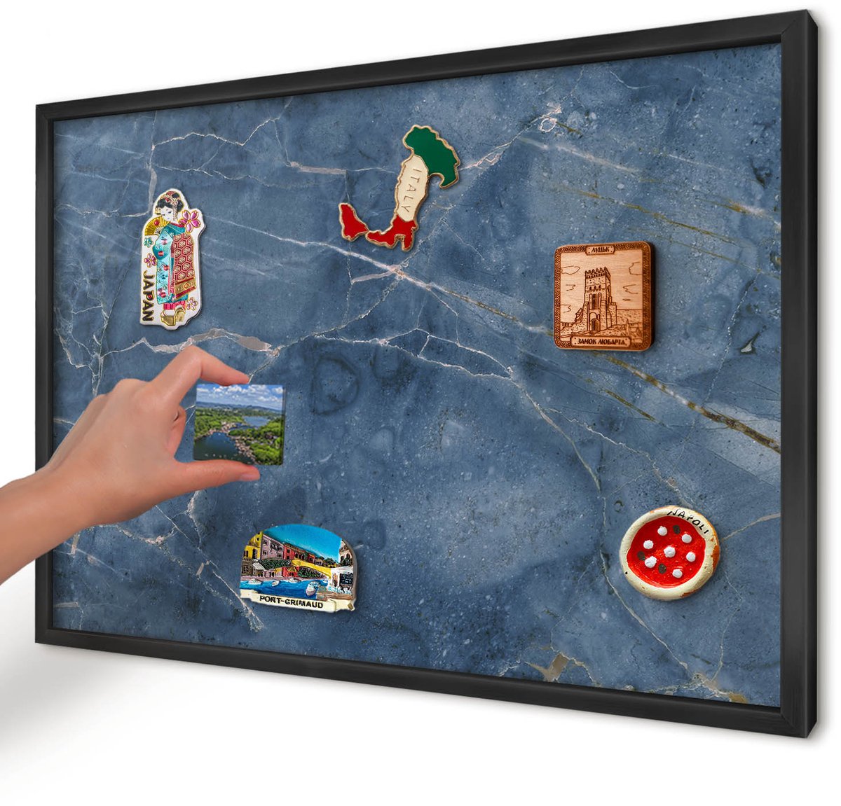 Artprintcave Marine Magneetbord mit Zwart Frame - 60x40 cm - Marmeren Elegantie Magnetische Organizer - Modern Bord Voor Magneten - Texturen