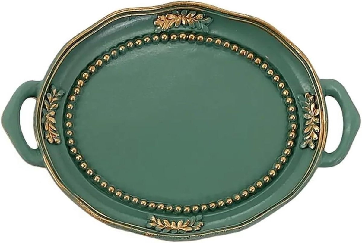 Sieraden Opslag Plateau - Decoratieve Schaal - Sieraden Organiseren - Stijlvolle Presentatie - 11.5 x 8 x 1.5 cm - Groen