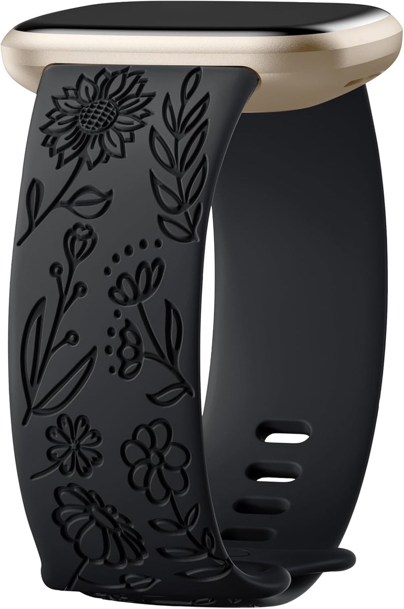 Zonnebloemarmband met gravure, compatibel met Fitbit Versa 3/Fitbit