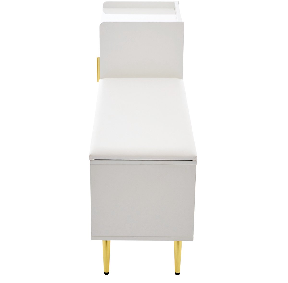 MIVRAY Schoenenkast Met Bank Wit Hoogglans Met Goudkleurige Accenten En Verstelbare Planken Voor Hal En Entree 120 X 35 X 71,5 Cm