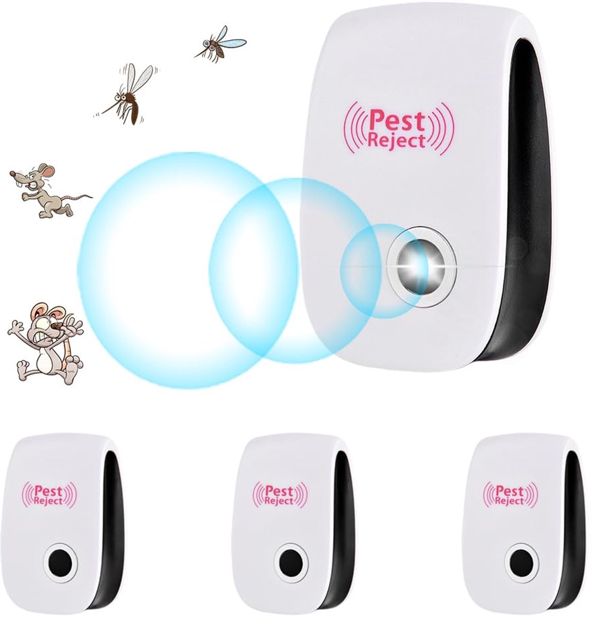 SnelShoppen - Ultrasonic Ongediertebestrijders, Pack van 4, Muizenbestrijders, Ultrasonische en Elektronische Insectenbestrijders voor Muggen, Kakkerl