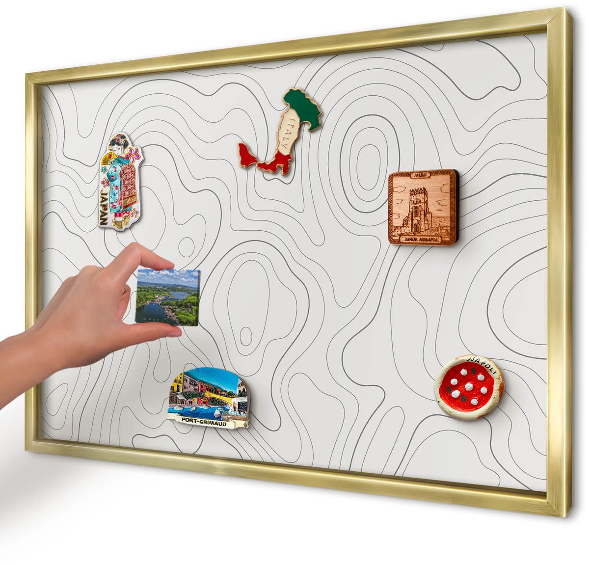 Artprintcave Wit Magneetbord mit Gouden Frame - 60x40 cm - Geometrische Elegantie Bord Voor Magneten - Geometrische Magneetbord Voor Foto's - Geometrische