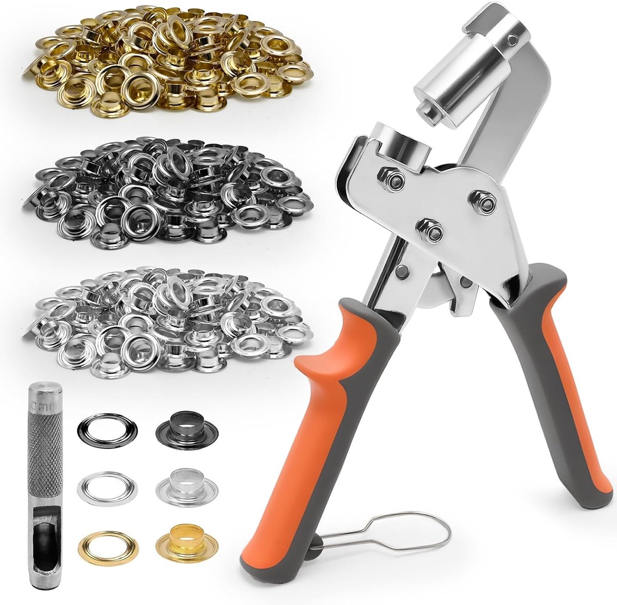 10 mm ogen set met 300 stuks 10 mm metalen oog (goud, zilver, zwart) oogtang voor dekzeilen, pvc-banners, stof, leer, tenten, karton, met ponskop