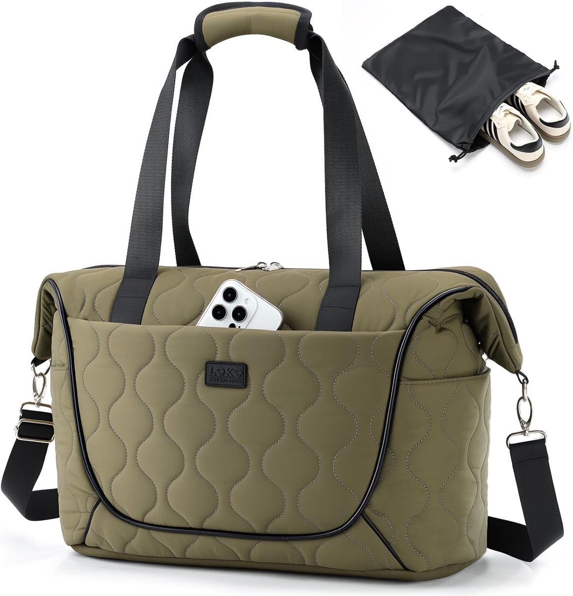 SnelShoppen - Puffer Reistas Dames, Sporttas met Schoenentas, Weekendtas, Luiertas, Handbagage, Gymtas, Kliniektas, Ziekenhuistas, Geboorte, Elegant G