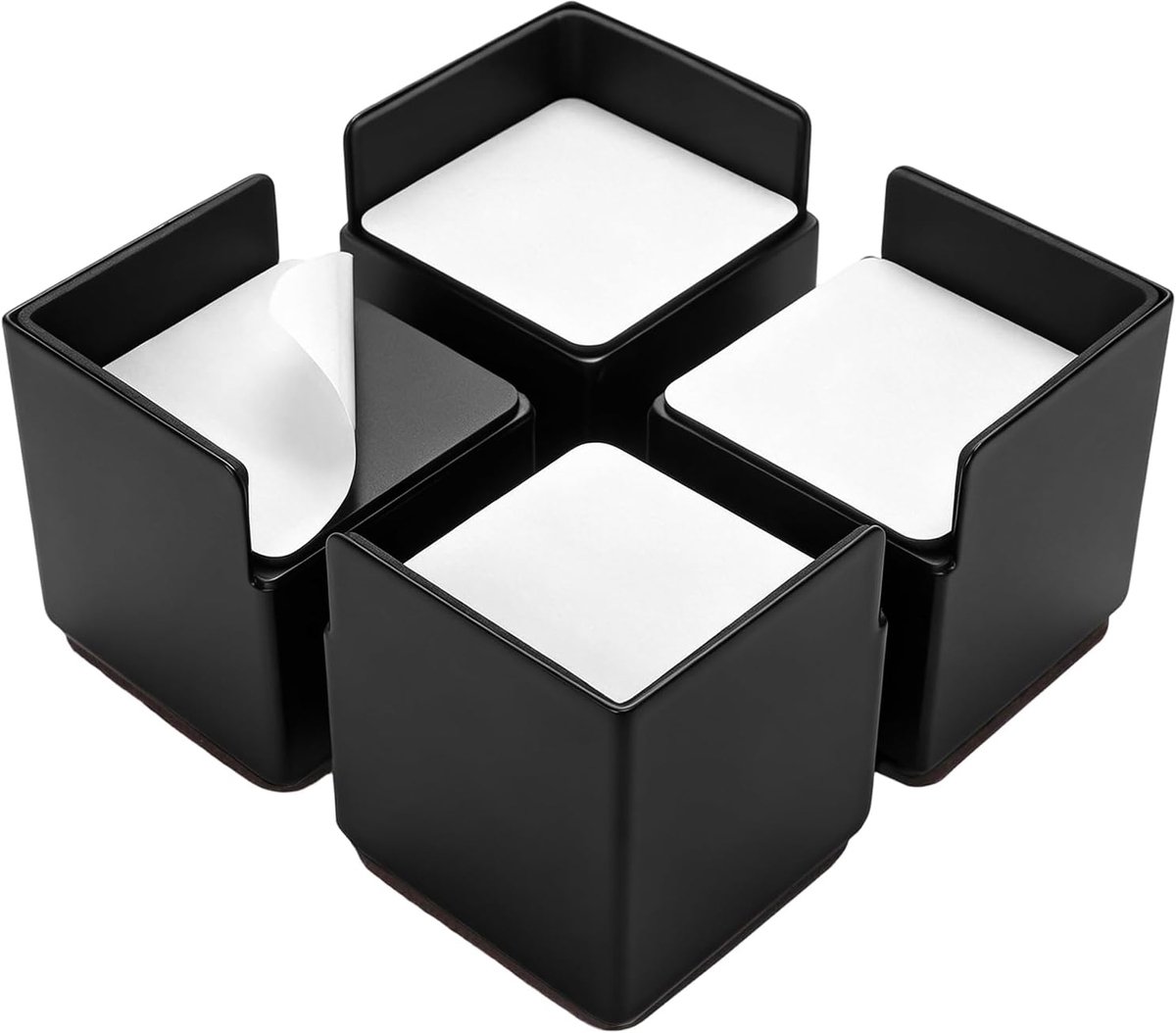 4 stuks meubelverhogingen, 5 cm, van koolstofstaal, tafelverhoging, zelfklevende meubelverhoging, stoelverhoging voor bank, bureau, stoel, koelkast, wasmachine, L-vormig design, zwart