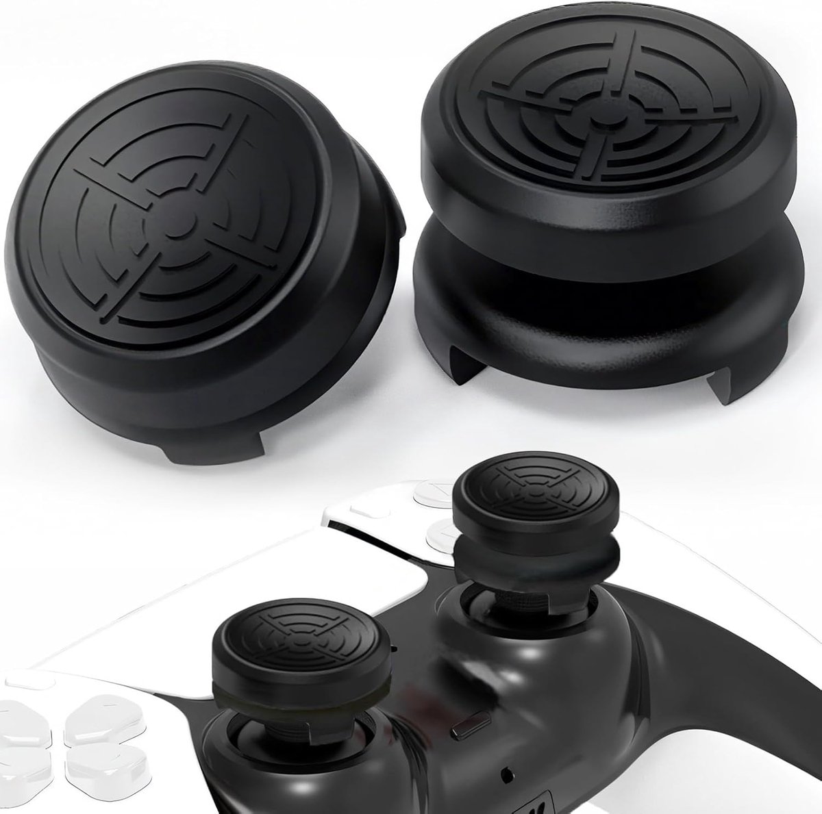 2Stuks Thumbstick Duimgrepen voor PS4-Controller & PS5-Controller, Silicone Thumb Grips Joystickdeksel Controller Accessoires, Verbeterd Comfort en Nauwkeurigheid, Onyx Zwart