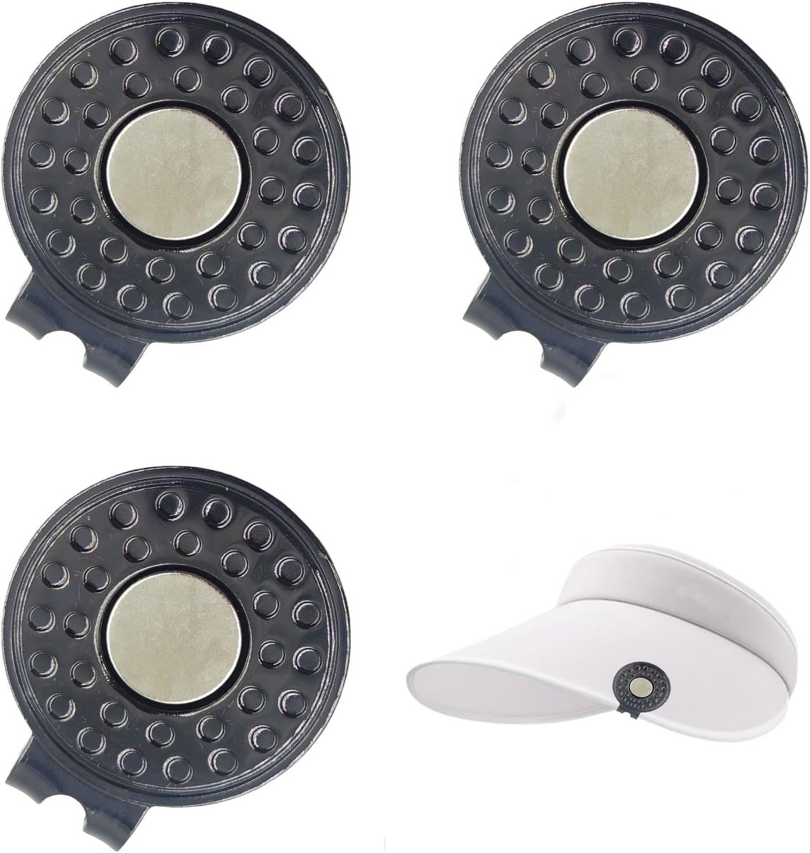 Magnetische hoed clip, 3 stuks 25 mm cap clip, metalen hoedclips, magnetische golfkapjes, accessoires met sterke magneet, golfbalgeschenken voor mannen, voor golfhoeden, mutsen, broeken, zwart