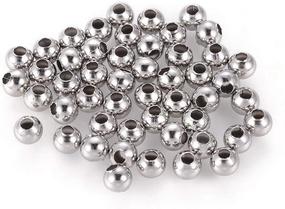 100 stuks 304 roestvrijstalen metalen ruimtebesparende kralen, 8 mm, ronde rondelle, losse kralen, bedels voor het maken van sieraden, oorbellen, armbanden, halskettingen, knutselwerk, gat
