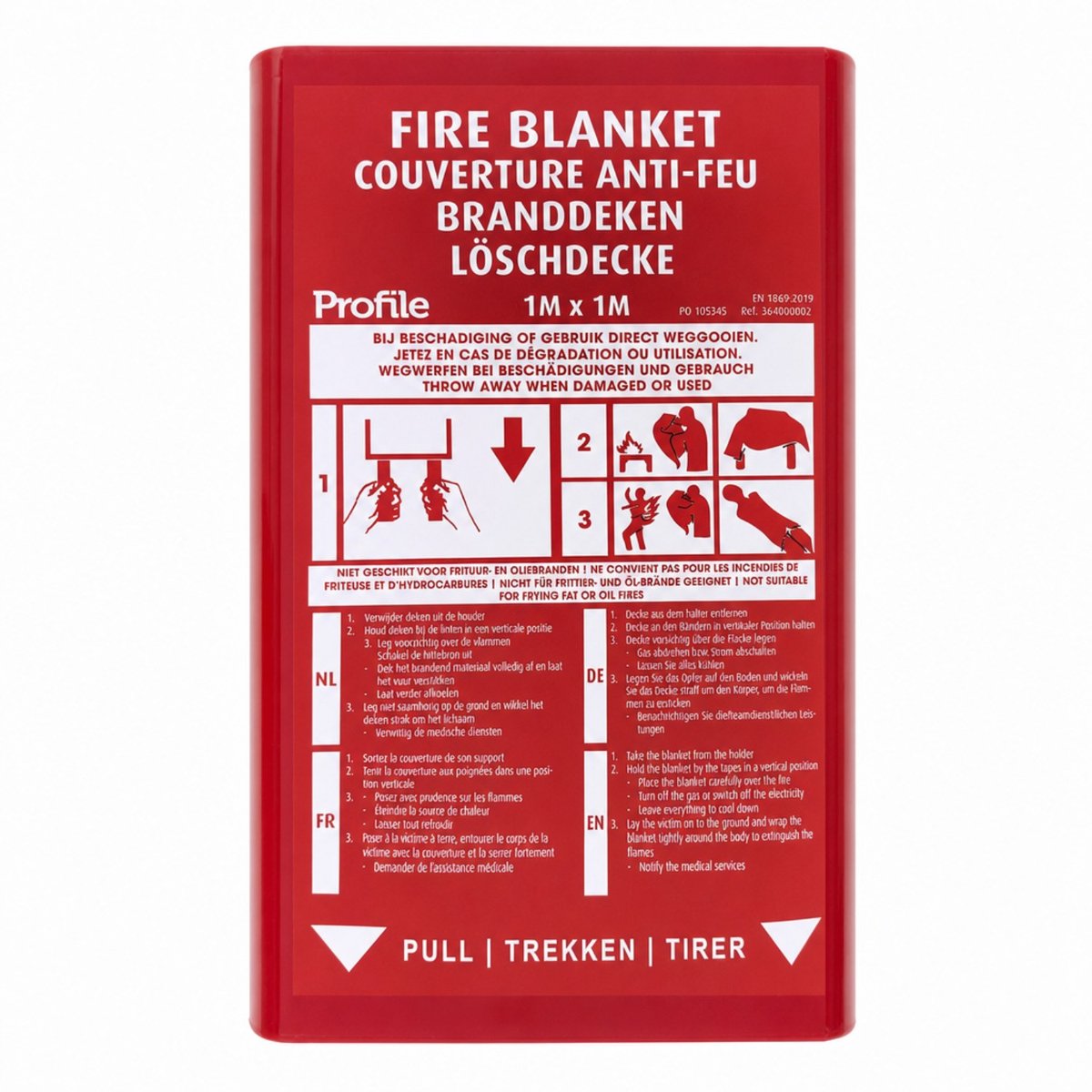 Profile Blusdeken Branddeken 1 X 1 M met Opberghoes - Compact Veiligheidsdeken Voor Beginnende Brandjes - Klasse A1