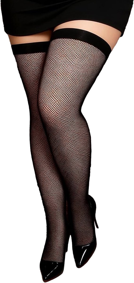 ohyeahlady Anti-rollende netkousen zelffixerend sexy dames hete grote maat 40-120 kg dijbeentop voor jarretelgordel panty resistente verpakking doos
