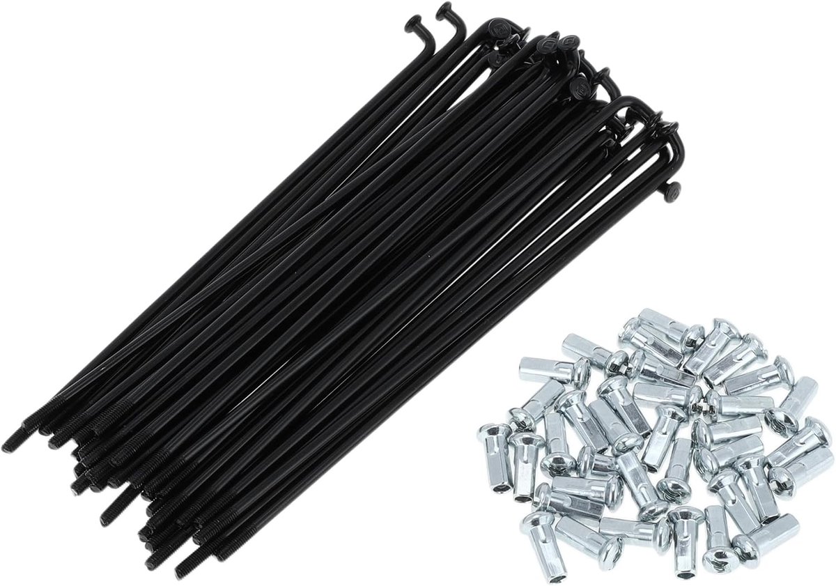 Spaken 12G 125mm Lengte Fiets Wiel Spaken Carbon Staal Zwart 1 Set