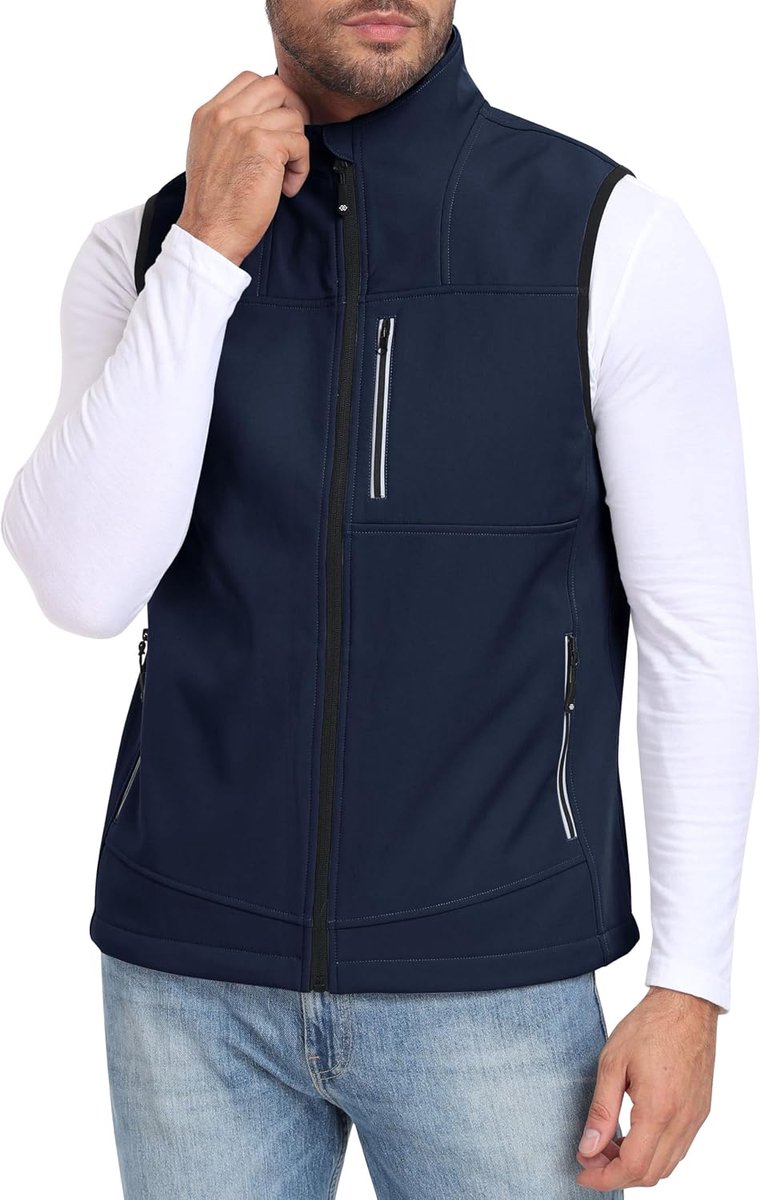 Herenvest, outdoor, lichte mouwloze jas, winddicht werkvest met ritssluiting