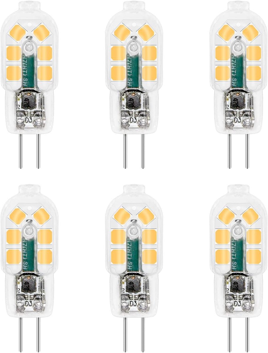 G4 LED 12 V 2 W koud wit 6000 K voor afzuigkap, 12 SMD, 200 LM, vervangende halogeenspot G4 10 W 20 W, niet dimbaar, pensokkellamp G 4 12 V AC/DC voor plafondlamp camper, set van 6