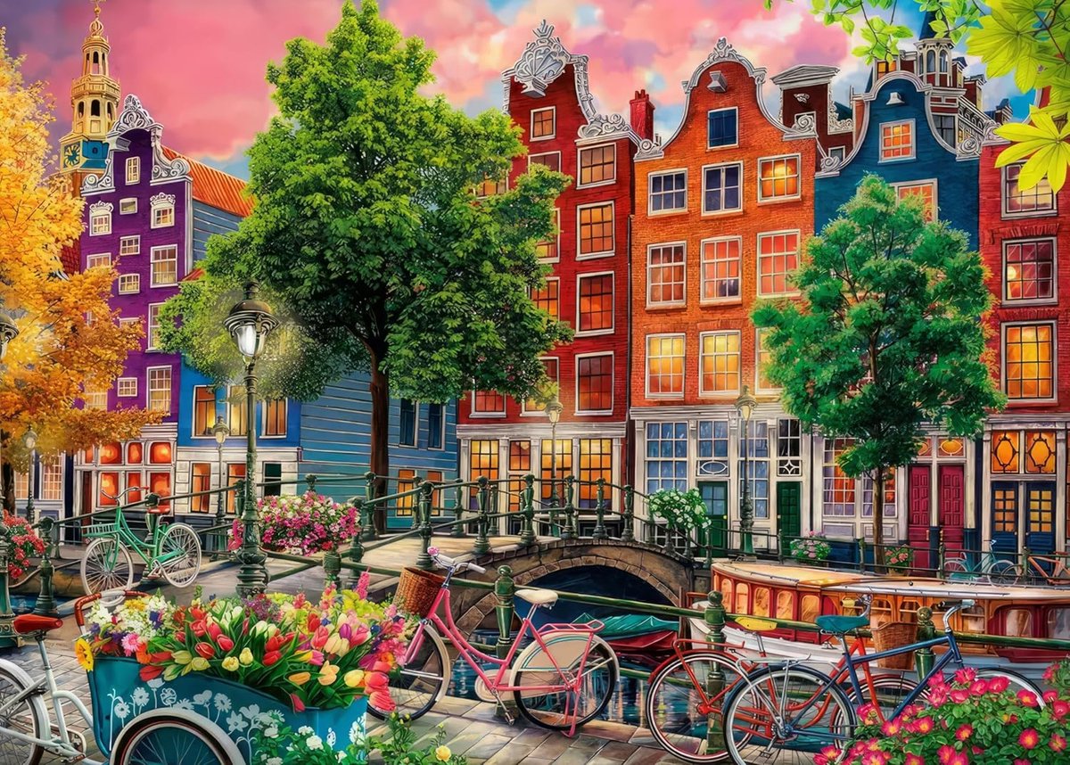 Puzzel voor volwassenen, 1000 stukjes, Amsterdam, 70 x 50 cm, puzzels voor volwassenen, pedagogisch spel, uitdaging, speelgoed, 1000 stukjes, puzzels voor volwassenen en kinderen