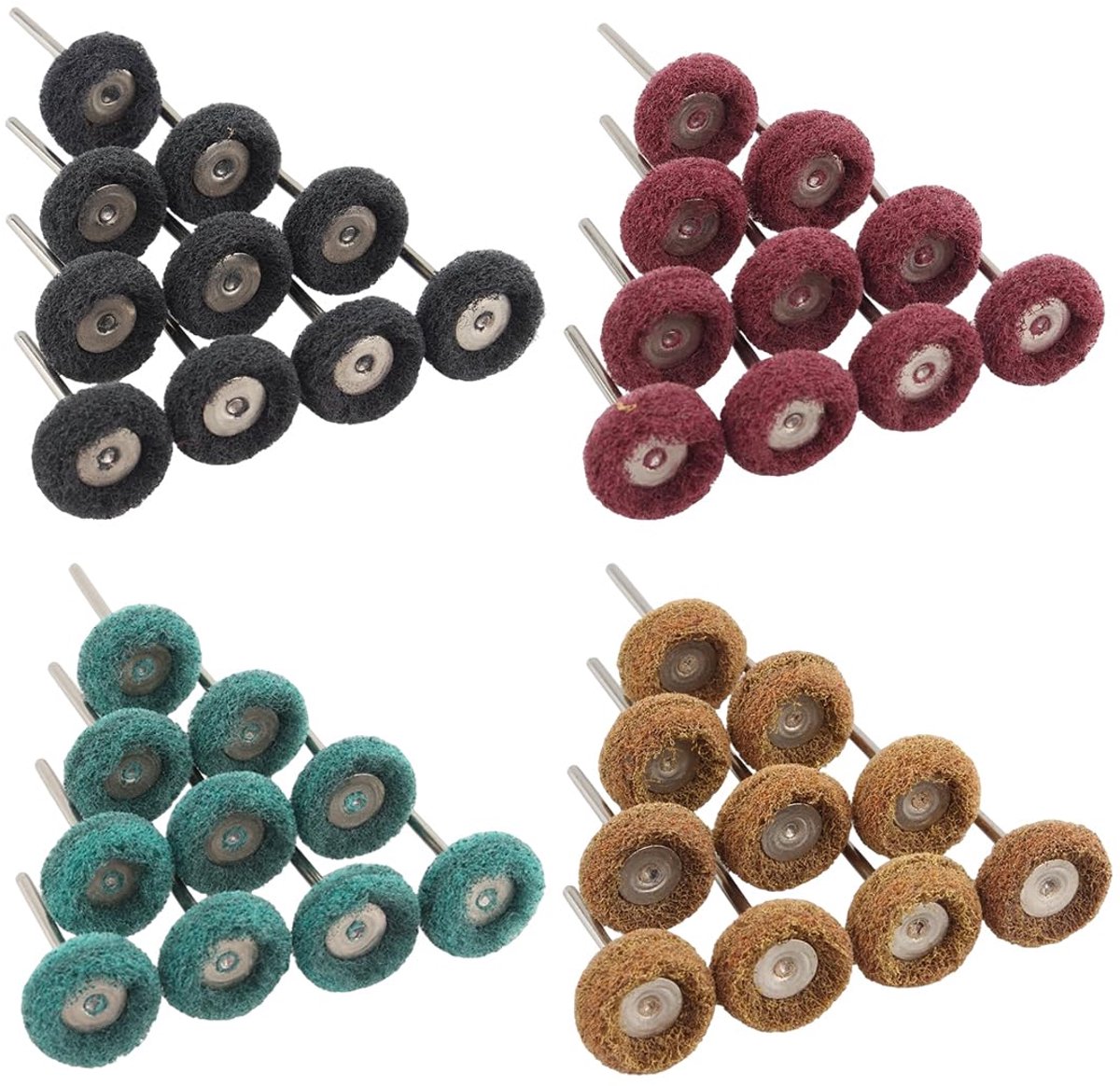 40 stuks 25 mm slijpschijf-polijstschijven, polijstopzetstuk voor accuschroevendraaier, korrel 80/150/240/400 met 1/8 inch schacht polijstopzetstuk accuschroevendraaier voor Dremel metalen