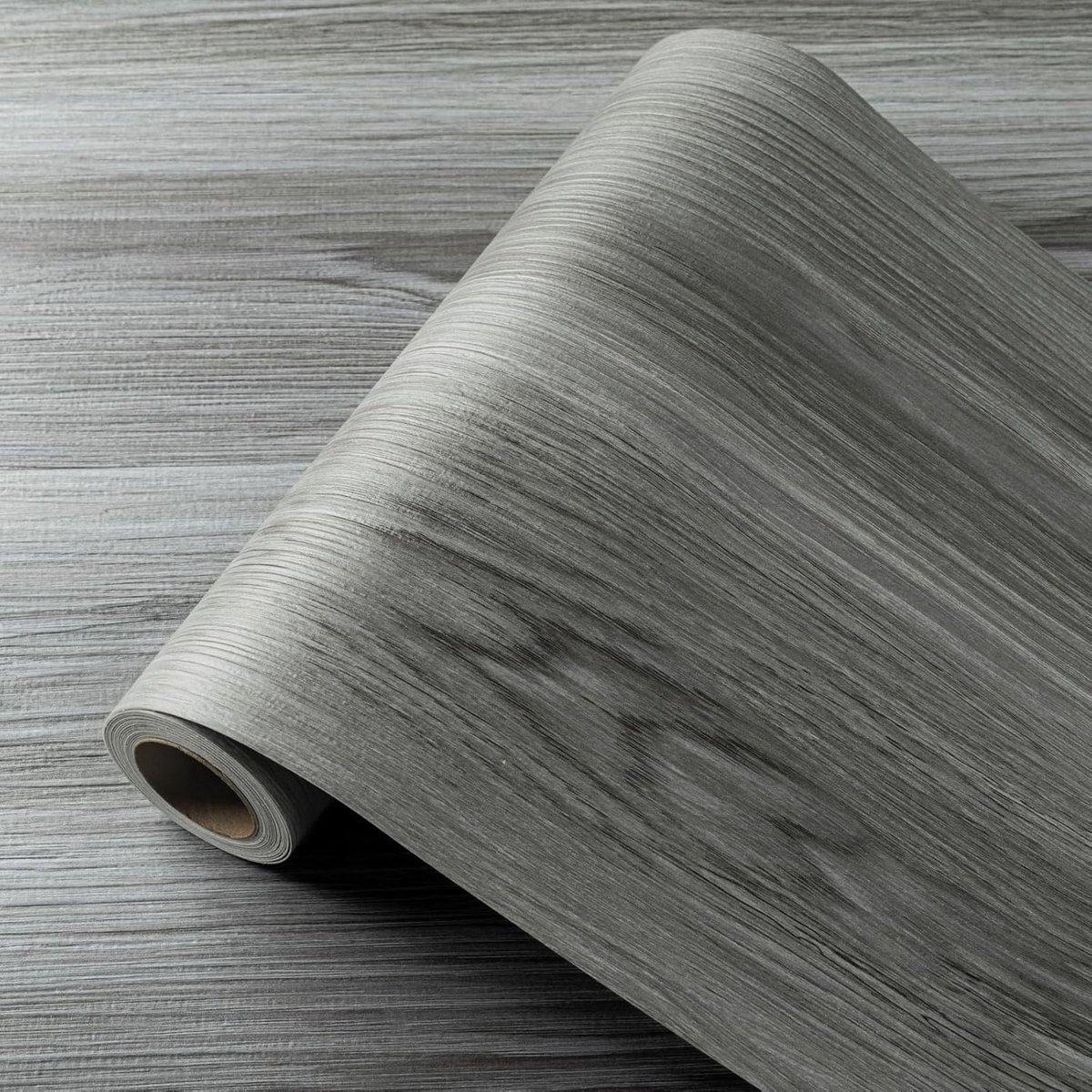 Vinylvloer, zelfklevende pvc-vloerbedekking, zelfklevend, tegels, vinyl, houtlook, vloerstickers, waterdicht, slijtvast, voor keuken, woonkamer, badkamer, donkergrijze houtnerf, 30 x 1000 cm/rol