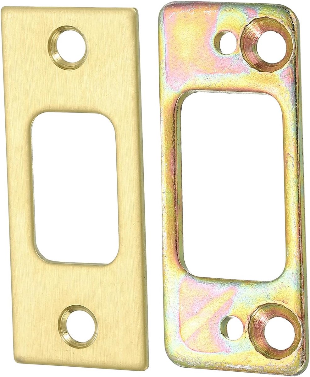 1 set deursluitplaat, 70 mm x 28,4 mm van roestvrij staal, vervangend slot, slotplaat voor deurkozijn, deurvleugelversterking, goud
