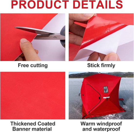 Ijs Shelter Patch Kit - Tent Reparatie Tape - Tent Repareren - Zelfklevend Ontwerp - 33 x 33 cm - Rood — afbeelding 5
