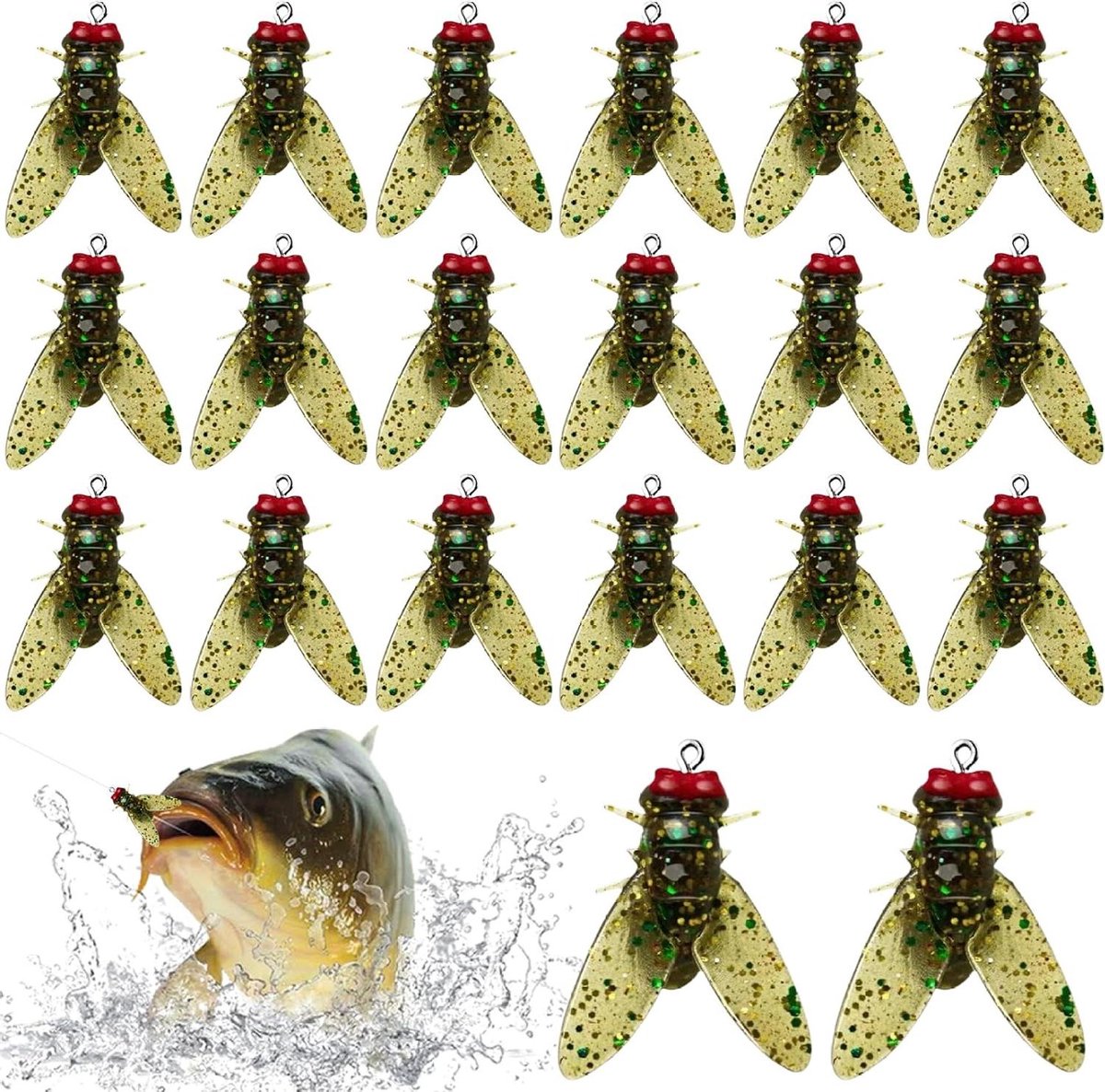 Vliegen Vis Lokaas - Vliegen Set - Vissen Vangen - Met Garnalen Geur - 20 Stuks - Geel