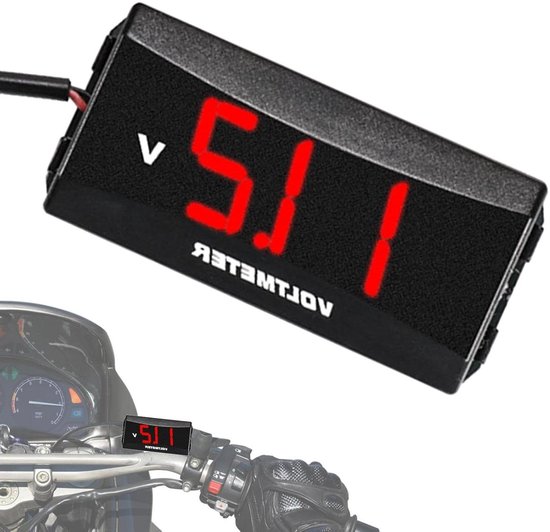 Digitale Spanningsmeter - Accutester Voltmeter - Voertuig Elektronica Controleren - Waterdicht Ontwerp - 12-48 V - Rood Licht