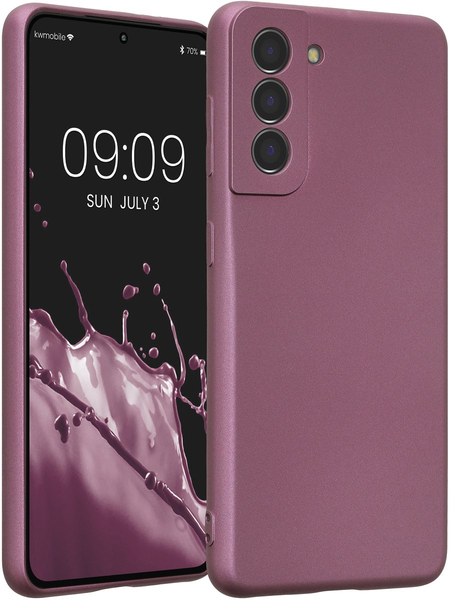 kwmobile metallic telefoonhoesje van TPU - geschikt voor Samsung Galaxy S21 - Flexible case voor smartphone - In metallic lila