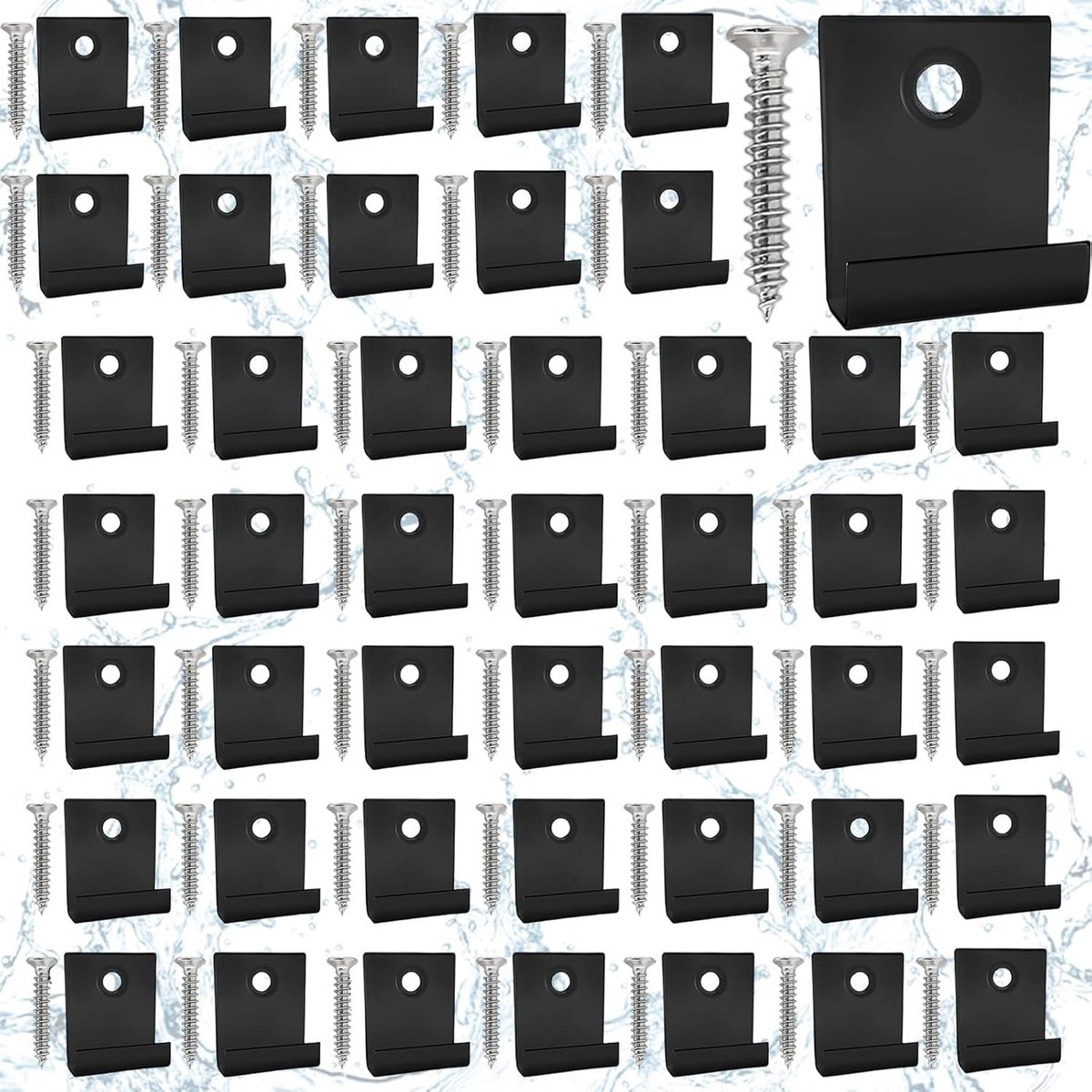 Allecto plus - WPC-bevestigingsclips 50 stuks, 8 mm groefbreedte, onzichtbare bevestiging, roestvrij staal, zwart, met M4-schroeven, terrasplanken, huis, tuin, terras