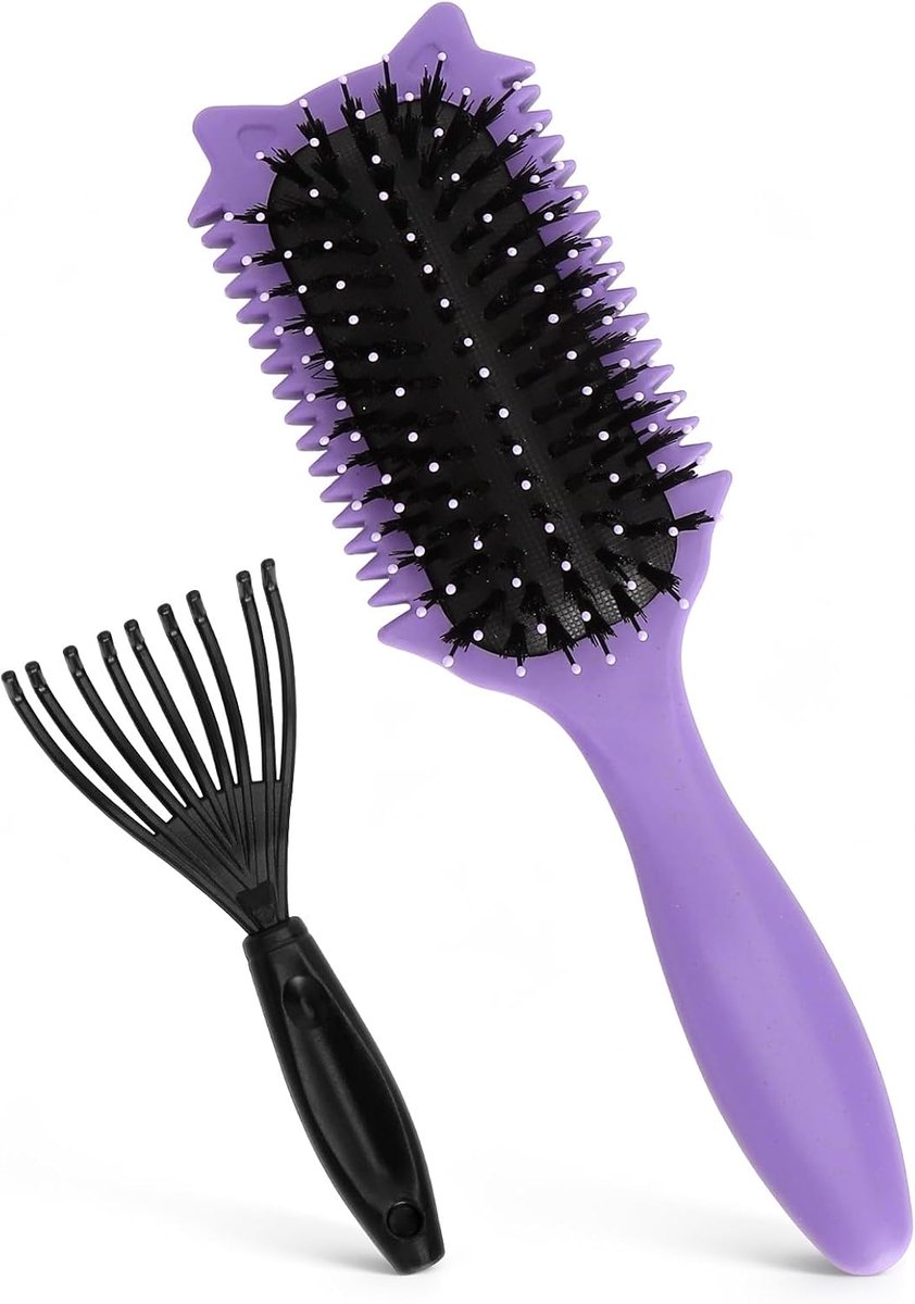 Bounce Spring Curl met borstelreiniger, Curly Hair Brush met