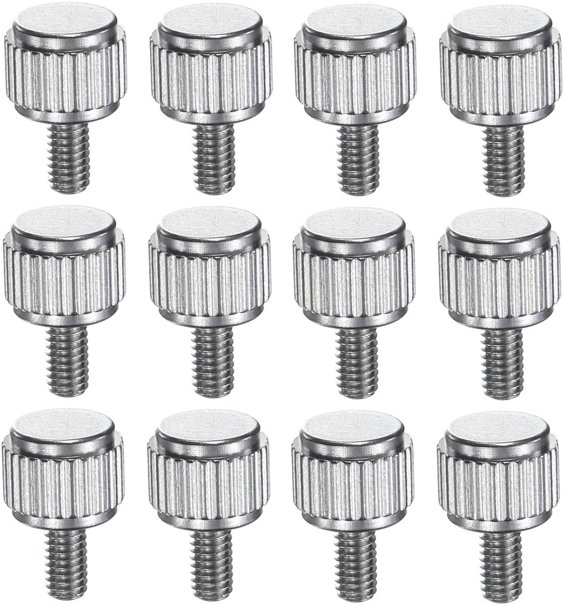 12 stuks gerandeerde duimschroeven M2,5x5mm van roestvrij staal