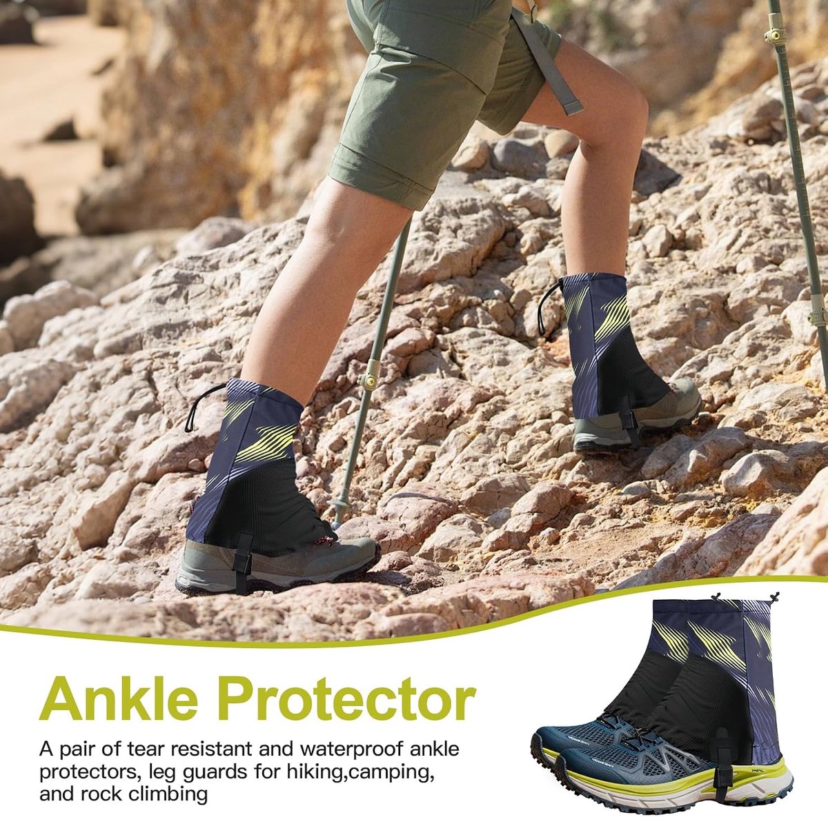 Low Gaiters Unisex waterdichte trailrunning-schoenbeenkappen voor hardlopen, ademende lage slobkousen met antislip en haken, perfect voor wandelen, outdoor, kamperen en klimmen