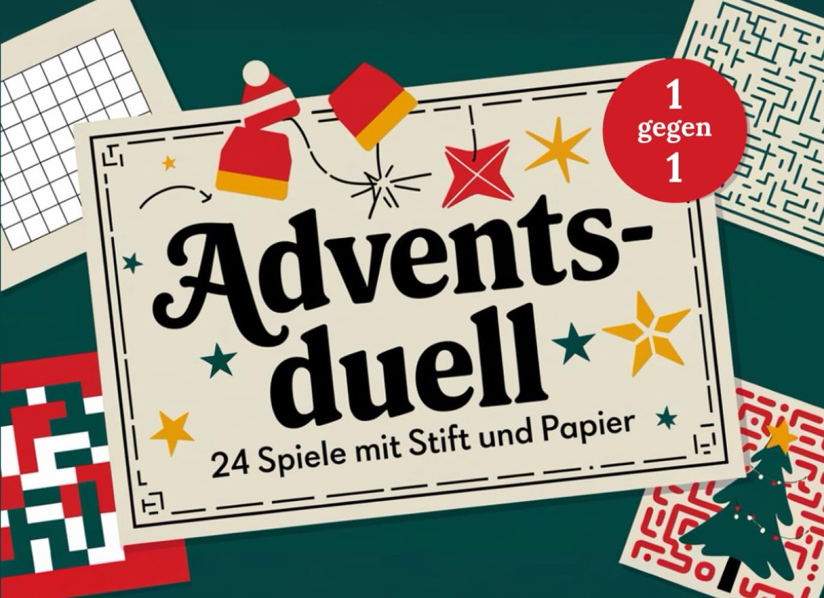 Adventsduel – 24 spellen met papier en potlood - interactief adventskalender - dagelijks nieuwe raadsels - ShopVlot