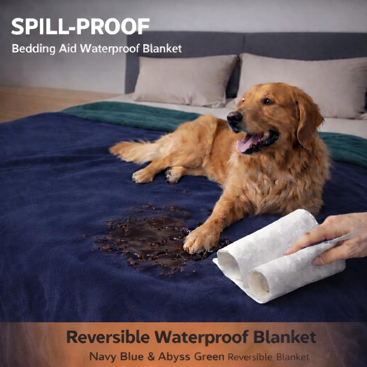 omkeerbare deken, uitstekende lekvrije beschermhoes om bedmatras, bank, bank te beschermen tegen plassen en morsen van volwassenen, baby's, honden, huisdieren