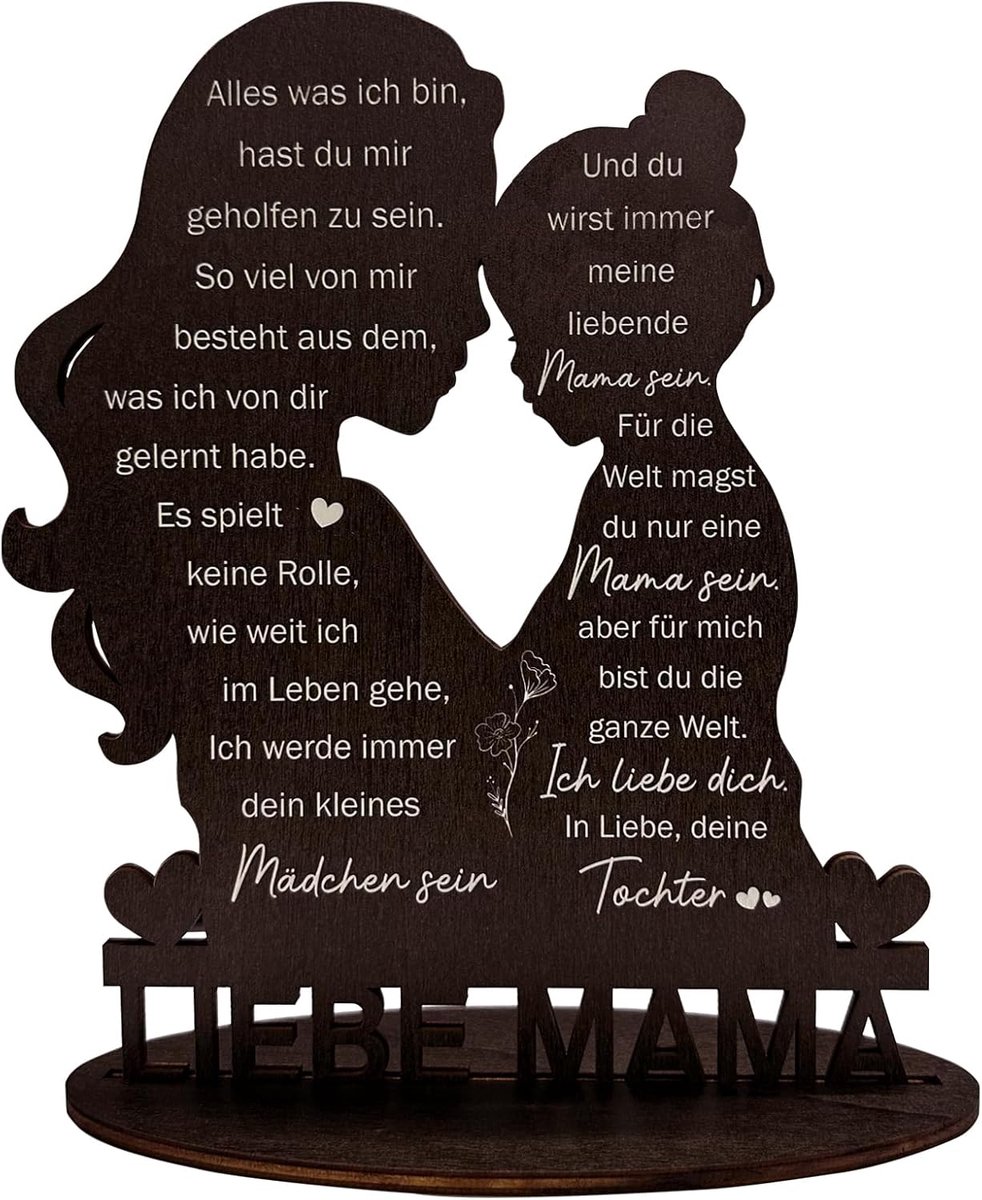 Liefdemama, cadeau voor moeder en dochter, moederdagcadeau, houten