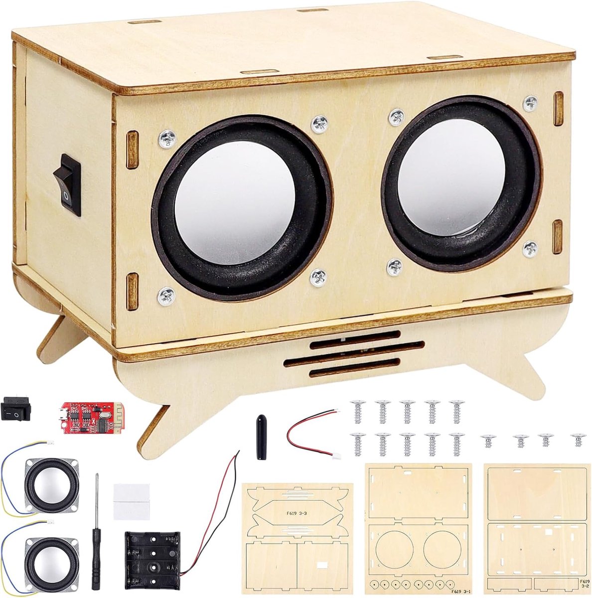 doe-het-zelf bluetooth-luidspreker met standaard, elektronische bouwdoos, doe-het-zelfset, houtexperimenten, wetenschap voor kinderen, bluetooth-luidsprekers, speelgoed, cadeau