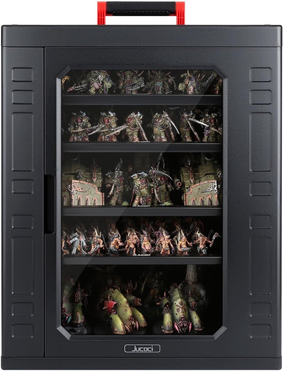 SnelShoppen - Miniaturen Opbergdoos Grote Formaat - Miniaturen Transportdoos met 5 Magnetische Metalen Lade - Verstelbare Hoogte - Plastic - Veilig en