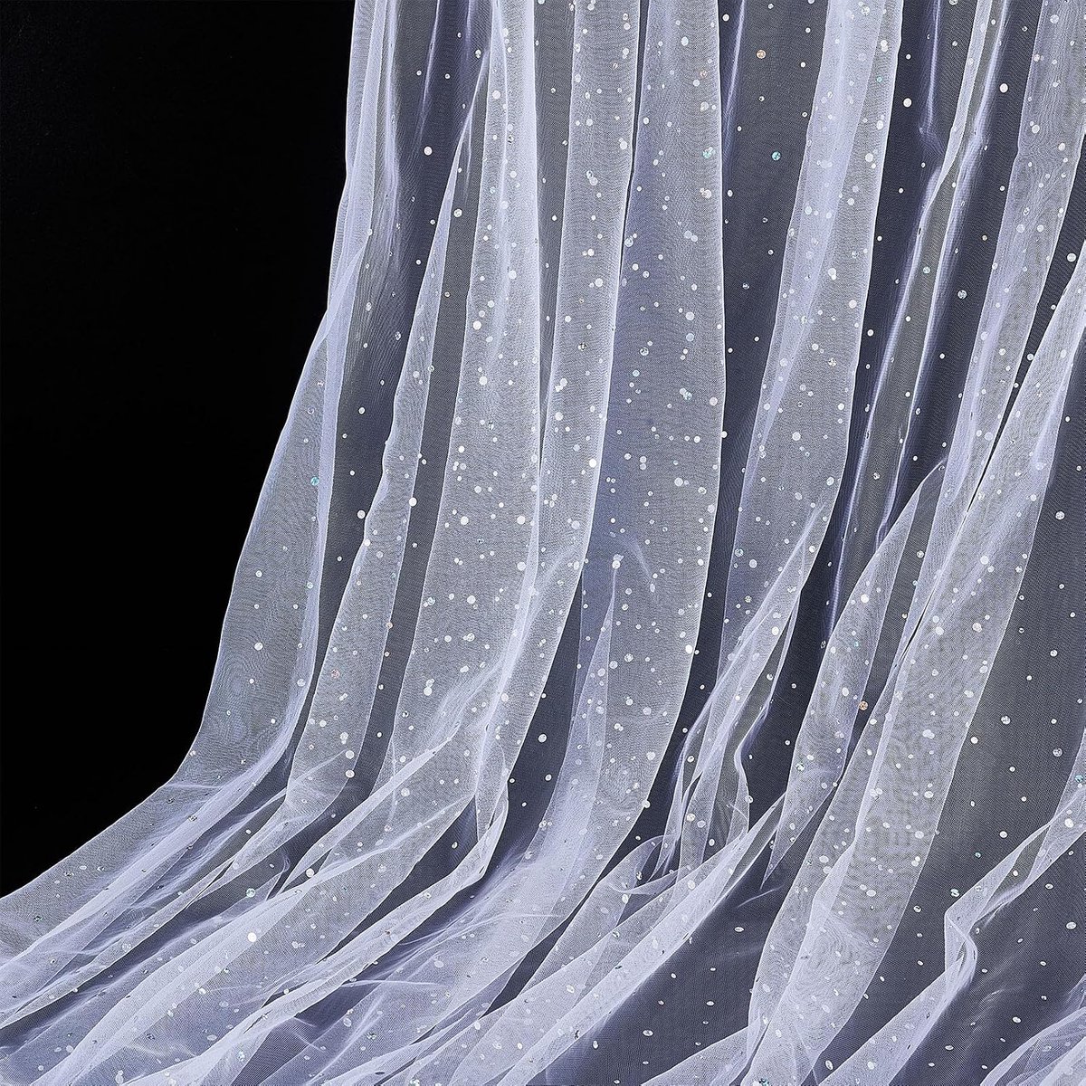 Style Glitter Tule Rollen (5 m) Glitter lint Lichtwit Glitter Tulle
