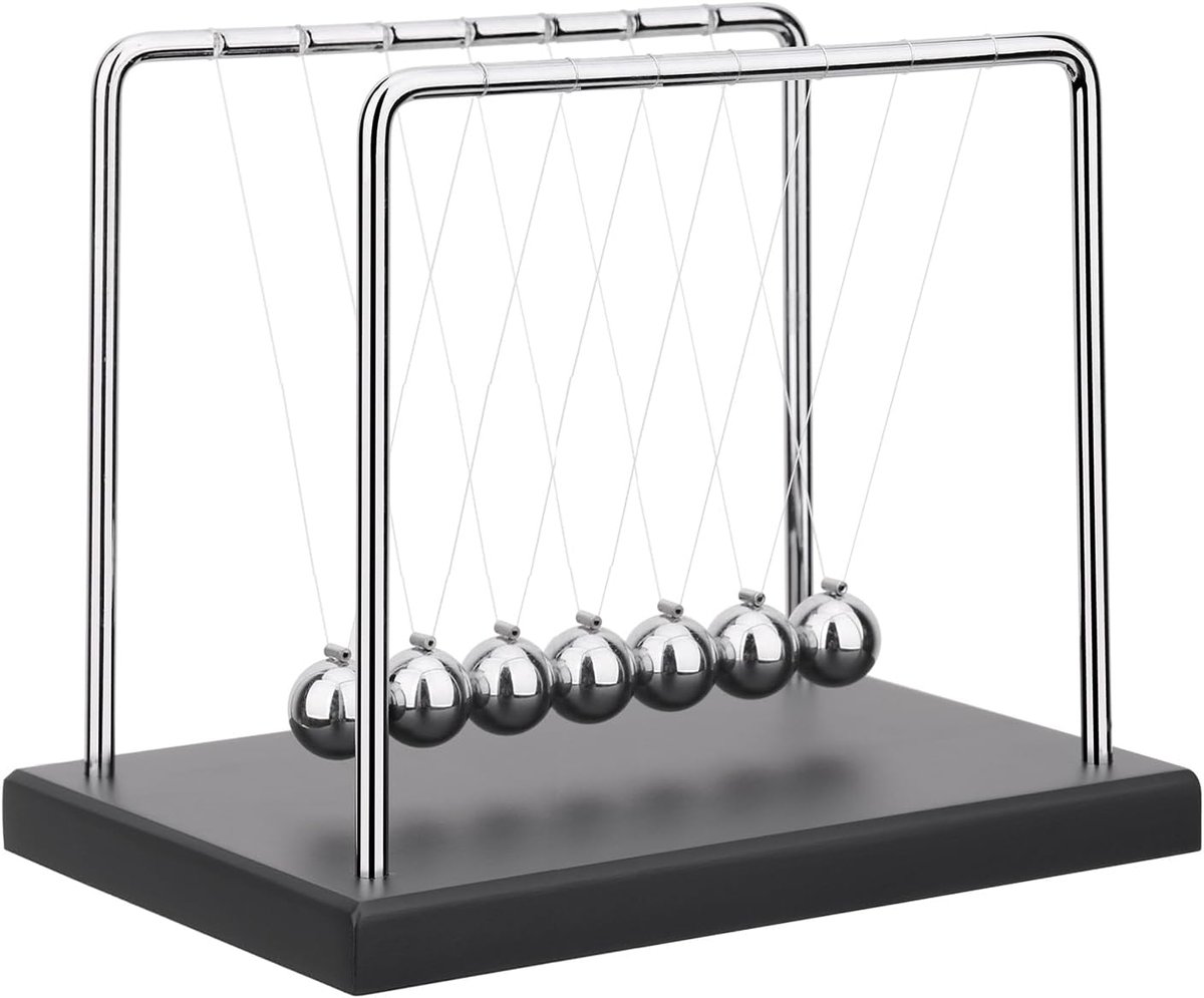 Newtons Cradle Balance Balls Science Physics Gadget Desktop Decoratie Kinetische Beweging Speelgoed voor Thuis en Kantoor (7 kralen), (A-12)