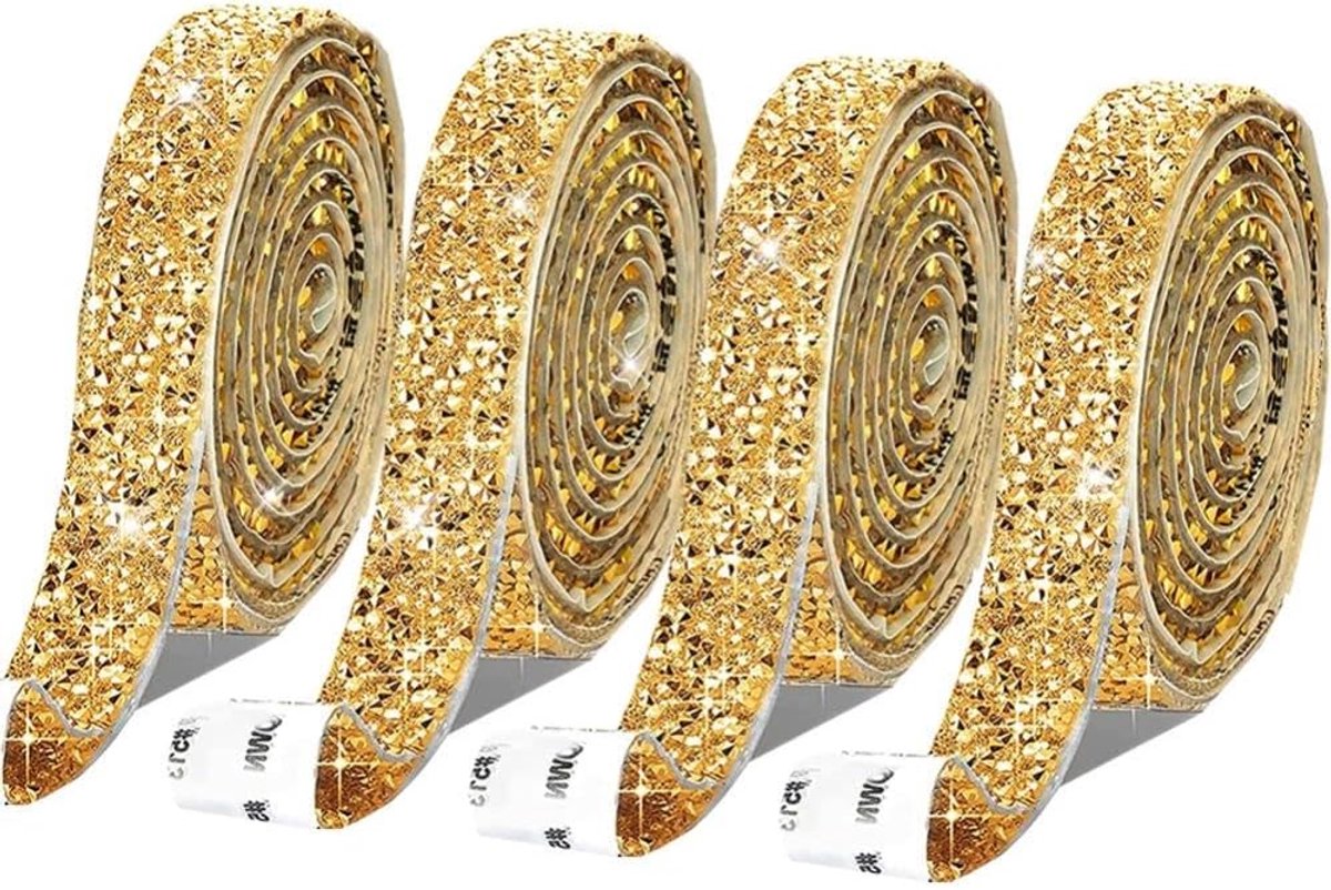 Linten zelfklevende kristallen lint rol glitter hars diamant riem