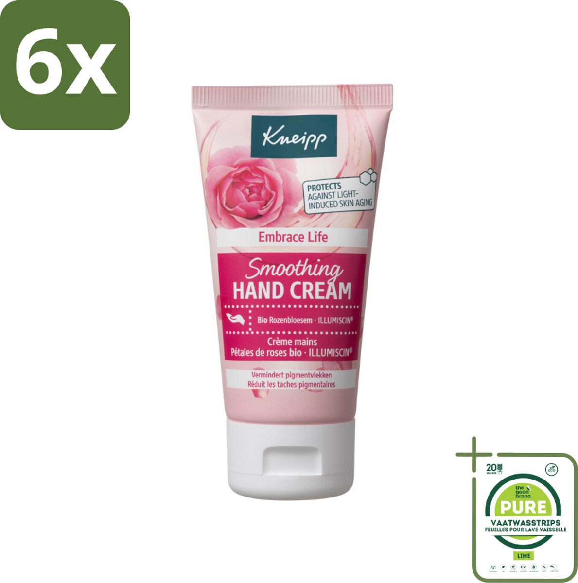 Kneipp - Handcrème - Embrace Life - Anti‑Aging (ILLUMISCIN) - 50 ml - Voordeelverpakking - 6 stuks - Anti-aging handcreme - Pigmentvlekken verlagen