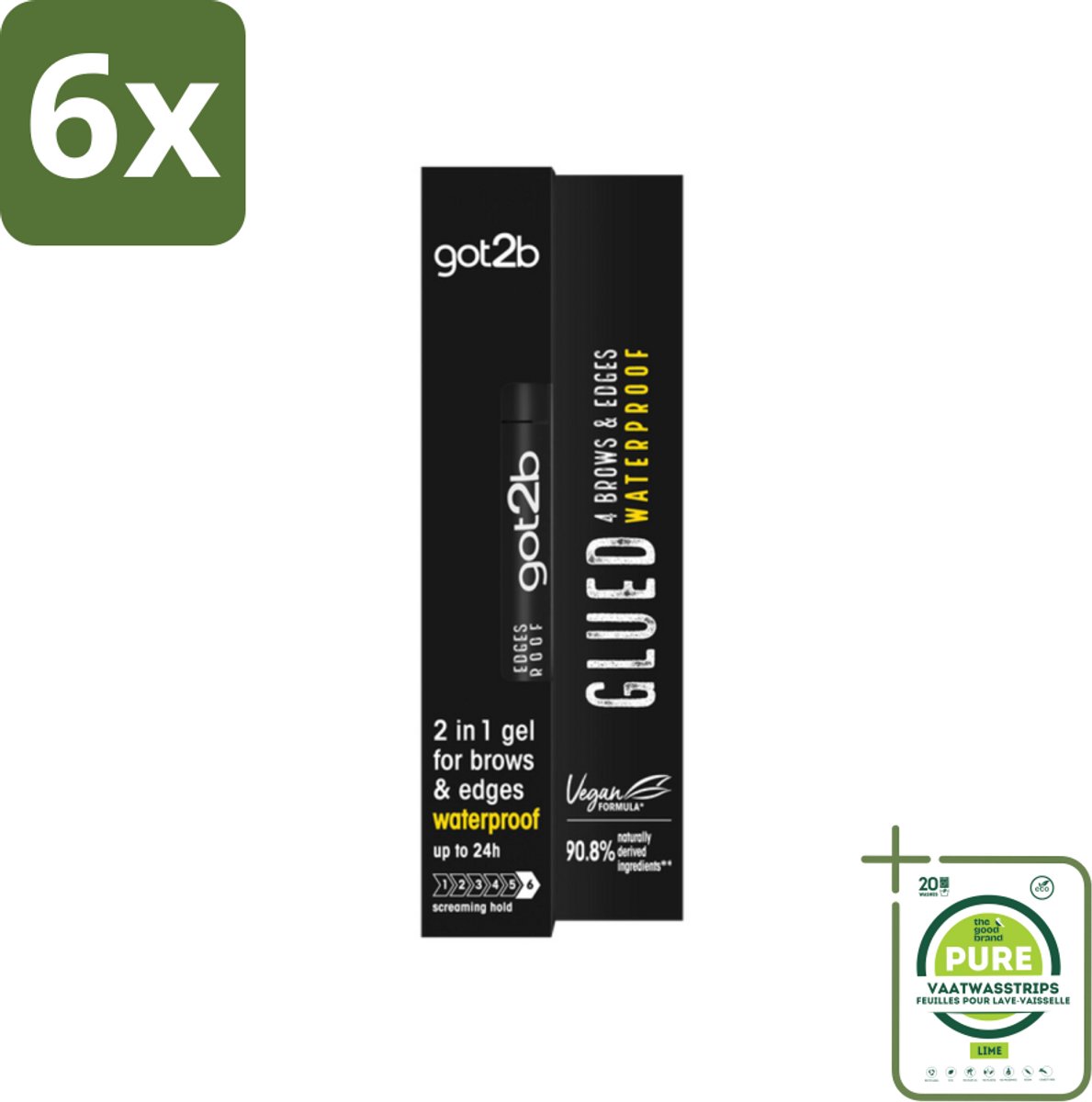 Got2B - Wenkbrauwgel - 4 Brows & Edges Waterproof Transparant - 16 ml - Voordeelverpakking - 6 stuks - Wenkbrauwen stylen - Haarranden stylen