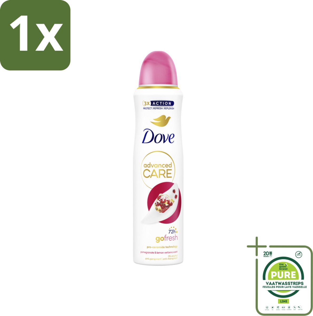 1 x Dove Deodorant Spray - Granaatappel & Citroenverbena - 150 ml - Dove Deodorant - Anti-transpirant - Deodorant Spray - Granaatappel - Citroenverbena