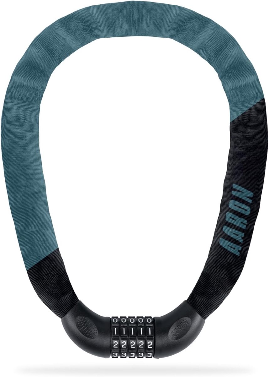 Fietsslot - Grijs-Blauw - 100 cm - Stalen Kettingslot met 5-Cijferige Code - Voor Fiets en E-Scooter