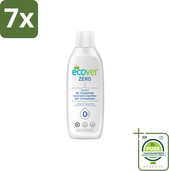 7 x Ecover - Vloeibaar wasmiddel - Wol & Fijnwas - 1 liter - Grootverpakking - Wasmiddel Wol - Wasmiddel Zijde - Fijnwasmiddel - Wasmiddel Delicate Stoffen - Ecologisch Wasmiddel