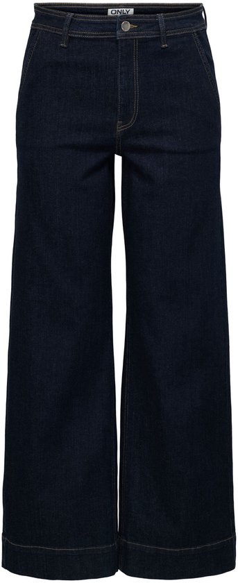 Donkerblauwe wijde spijkerbroek met hoge taille, merk ONLY.
