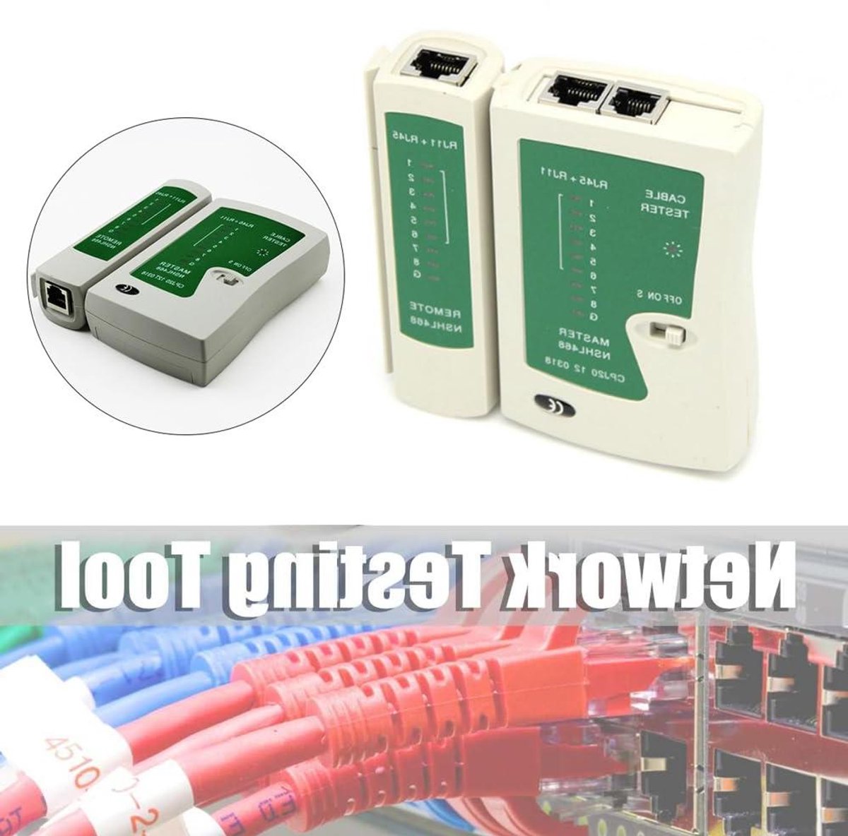 Kabel Tester - Netwerk Tool - Kabel Controleren - Scheidbare Units - 1000 Voet Bereik - Wit Groen