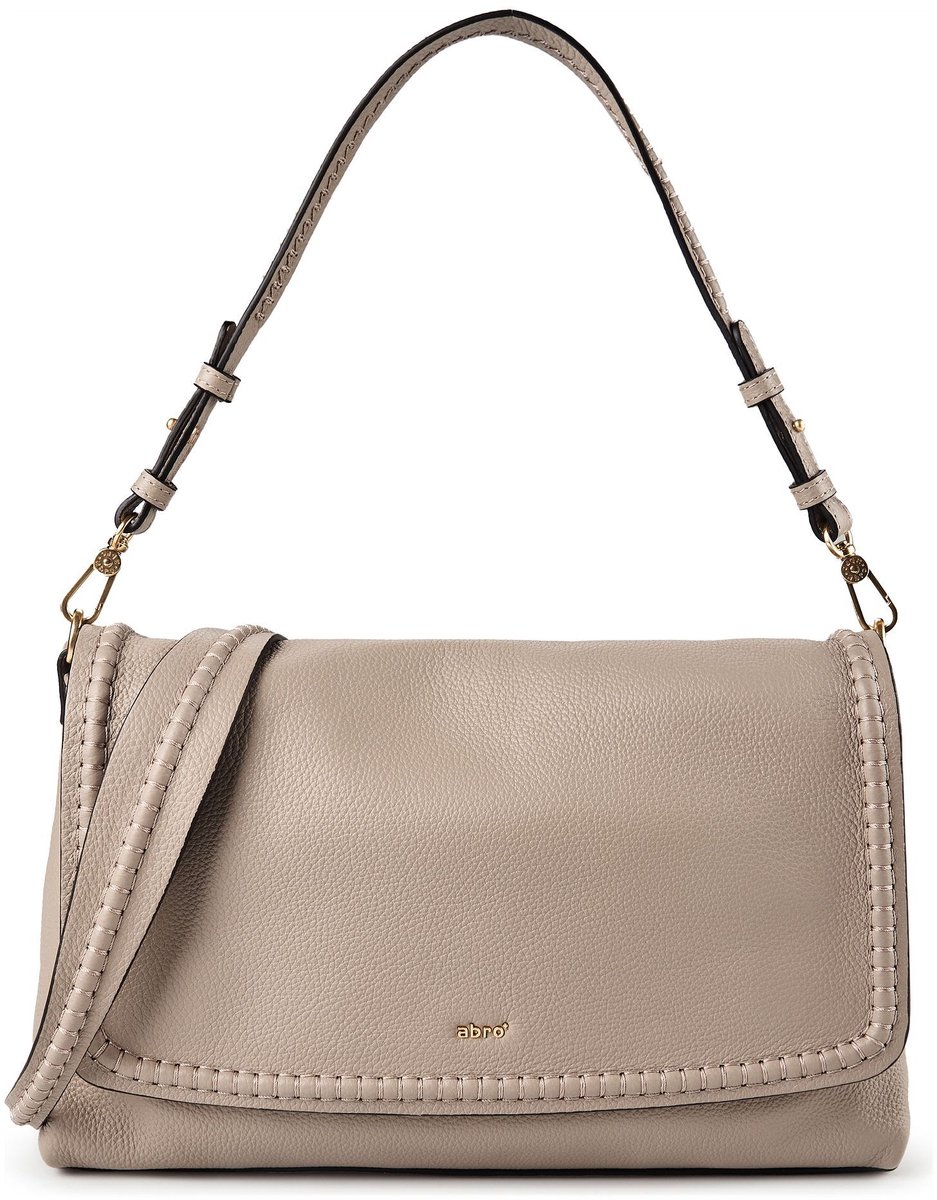 abro schoudertas Leather Agave Signature Shoulder Bag Siena Taupe