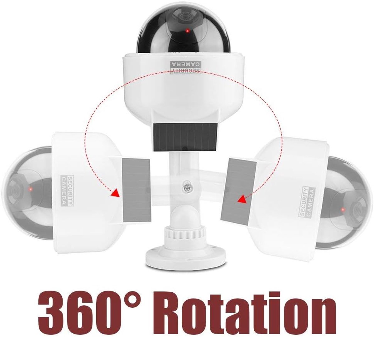 SnelShoppen - Dummy Camera, Waterdichte Wandgemonteerde Neppcamera, Realistische Dome Vorm, LED Flits, Voor Binnen en Buiten, Zonne-energie Camera voo