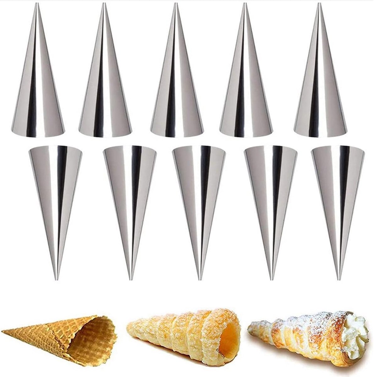 10-delige gebakshoorn mallen - roestvrij stalen cannoli buizen
