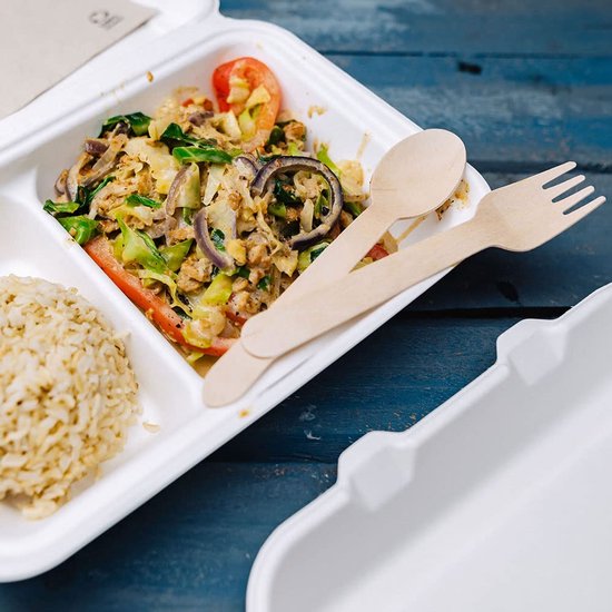 Bio wegwerp bagasse kommen suikerriet lunchbox gedeeld 2 — afbeelding 3