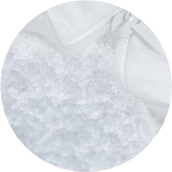 Witte micro EPS parels met een ritssluiting van een voedingskussen.